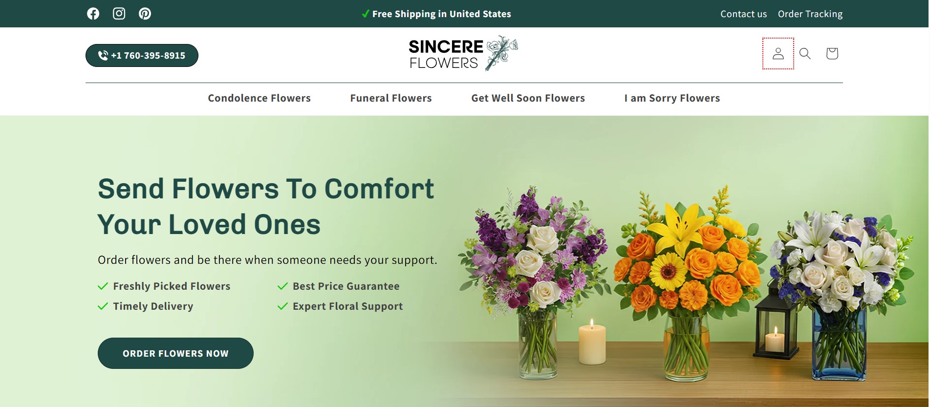 Sympathy Flowers @Sincere FlowersUSA